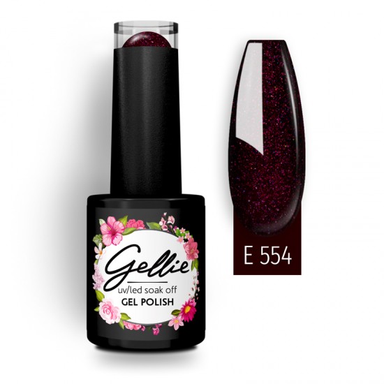 Ημιμόνιμο Βερνίκι Gellie E 555 - Κόκκινο με laser glitter Ημιμόνιμο Βερνίκι Gellie E 555 - Κόκκινο με laser glitter
