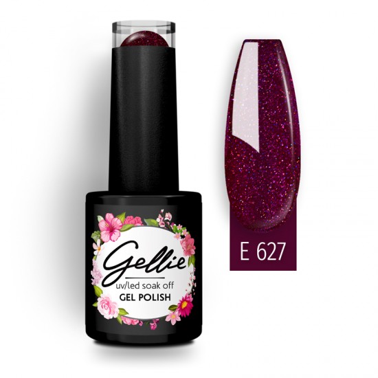 Ημιμόνιμο Βερνίκι Gellie - E 628 Κόκκινο με glitter και πούλιες Ημιμόνιμο Βερνίκι Gellie - E 628 Κόκκινο με glitter και πούλιες